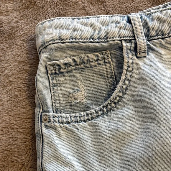 George Light Blue Denim Midi Skirt with Center Front Slit - Picture 7 of 8